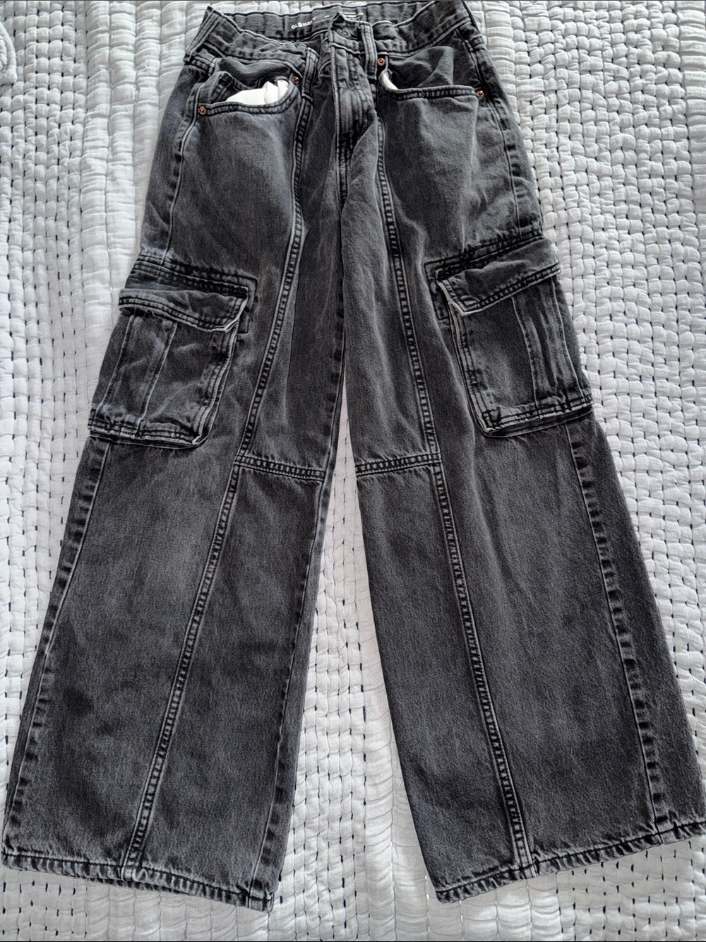Old Navy Faded Black Cargo Wide leg Jeans